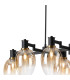 Worcester Swing Arm Telescopic Linear Pendant 6 Light E14 Brass/Satin Black/Amber Fade Wine Glass Glass-7
