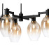 Worcester Swing Arm Telescopic Linear Pendant 6 Light E14 Brass/Satin Black/Amber Fade Wine Glass Glass-8