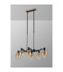 Worcester Swing Arm Telescopic Linear Pendant 6 Light E14 Brass/Satin Black/Amber Fade Wine Glass Glass-9