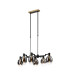 Worcester Swing Arm Telescopic Linear Pendant 6 Light E14 Brass/Satin Black/Smoke Fade Wine Glass Glass-1