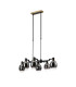 Worcester Swing Arm Telescopic Linear Pendant 6 Light E14 Brass/Satin Black/Smoke Fade Wine Glass Glass-5
