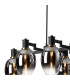 Worcester Swing Arm Telescopic Linear Pendant 6 Light E14 Brass/Satin Black/Smoke Fade Wine Glass Glass-7