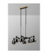 Worcester Swing Arm Telescopic Linear Pendant 6 Light E14 Brass/Satin Black/Smoke Fade Wine Glass Glass-9