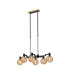 Worcester Swing Arm Telescopic Linear Pendant 6 Light E14 Brass/Satin Black/Amber Plated Round Segment Glass-1