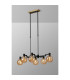Worcester Swing Arm Telescopic Linear Pendant 6 Light E14 Brass/Satin Black/Amber Plated Round Segment Glass-3