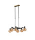 Worcester Swing Arm Telescopic Linear Pendant 6 Light E14 Brass/Satin Black/Amber Plated Round Segment Glass-4