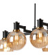 Worcester Swing Arm Telescopic Linear Pendant 6 Light E14 Brass/Satin Black/Amber Plated Round Segment Glass-6