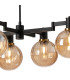 Worcester Swing Arm Telescopic Linear Pendant 6 Light E14 Brass/Satin Black/Amber Plated Round Segment Glass-7