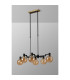 Worcester Swing Arm Telescopic Linear Pendant 6 Light E14 Brass/Satin Black/Amber Plated Round Segment Glass-9