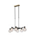 Worcester Swing Arm Telescopic Linear Pendant 6 Light E14 Brass/Satin Black/Clear Round Textured Diamond Pattern Glass-1