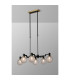 Worcester Swing Arm Telescopic Linear Pendant 6 Light E14 Brass/Satin Black/Clear Round Textured Diamond Pattern Glass-3