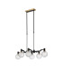 Worcester Swing Arm Telescopic Linear Pendant 6 Light E14 Brass/Satin Black/Clear Round Textured Diamond Pattern Glass-4