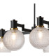 Worcester Swing Arm Telescopic Linear Pendant 6 Light E14 Brass/Satin Black/Clear Round Textured Diamond Pattern Glass-6
