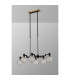 Worcester Swing Arm Telescopic Linear Pendant 6 Light E14 Brass/Satin Black/Clear Round Textured Diamond Pattern Glass-9