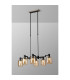 Worcester Swing Arm Telescopic Linear Pendant 6 Light E14 Satin Nickel/Satin Black/Amber Striped Cylinder Glass-3