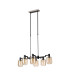 Worcester Swing Arm Telescopic Linear Pendant 6 Light E14 Satin Nickel/Satin Black/Amber Striped Cylinder Glass-4
