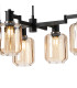 Worcester Swing Arm Telescopic Linear Pendant 6 Light E14 Satin Nickel/Satin Black/Amber Striped Cylinder Glass-7