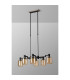 Worcester Swing Arm Telescopic Linear Pendant 6 Light E14 Satin Nickel/Satin Black/Amber Striped Cylinder Glass-9