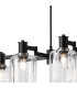 Worcester Swing Arm Telescopic Linear Pendant 6 Light E14 Satin Nickel/Satin Black/Clear Striped Cylinder Glass-6