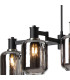 Worcester Swing Arm Telescopic Linear Pendant 6 Light E14 Satin Nickel/Satin Black/Smoke Striped Cylinder Glass-6