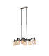 Worcester Swing Arm Telescopic Linear Pendant 6 Light E14 Satin Nickel/Satin Black/Amber Twisted Cylinder Glass-1
