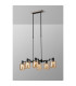 Worcester Swing Arm Telescopic Linear Pendant 6 Light E14 Satin Nickel/Satin Black/Amber Twisted Cylinder Glass-3