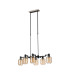 Worcester Swing Arm Telescopic Linear Pendant 6 Light E14 Satin Nickel/Satin Black/Amber Twisted Cylinder Glass-4