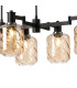 Worcester Swing Arm Telescopic Linear Pendant 6 Light E14 Satin Nickel/Satin Black/Amber Twisted Cylinder Glass-7