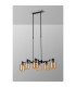 Worcester Swing Arm Telescopic Linear Pendant 6 Light E14 Satin Nickel/Satin Black/Amber Twisted Cylinder Glass-9