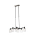 Worcester Swing Arm Telescopic Linear Pendant 6 Light E14 Satin Nickel/Satin Black/Clear Twisted Cylinder Glass-1
