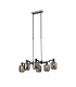 Worcester Swing Arm Telescopic Linear Pendant 6 Light E14 Satin Nickel/Satin Black/Smoke Twisted Cylinder Glass-1