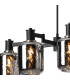 Worcester Swing Arm Telescopic Linear Pendant 6 Light E14 Satin Nickel/Satin Black/Smoke Twisted Cylinder Glass-6