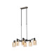 Worcester Swing Arm Telescopic Linear Pendant 6 Light E14 Satin Nickel/Satin Black/Amber Uniform Dimple Cylinder Glass-1