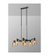 Worcester Swing Arm Telescopic Linear Pendant 6 Light E14 Satin Nickel/Satin Black/Amber Uniform Dimple Cylinder Glass-3