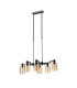 Worcester Swing Arm Telescopic Linear Pendant 6 Light E14 Satin Nickel/Satin Black/Amber Uniform Dimple Cylinder Glass-4