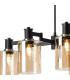Worcester Swing Arm Telescopic Linear Pendant 6 Light E14 Satin Nickel/Satin Black/Amber Uniform Dimple Cylinder Glass-6