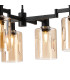 Worcester Swing Arm Telescopic Linear Pendant 6 Light E14 Satin Nickel/Satin Black/Amber Uniform Dimple Cylinder Glass-7