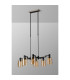 Worcester Swing Arm Telescopic Linear Pendant 6 Light E14 Satin Nickel/Satin Black/Amber Uniform Dimple Cylinder Glass-9