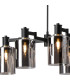 Worcester Swing Arm Telescopic Linear Pendant 6 Light E14 Satin Nickel/Satin Black/Smoke Uniform Dimple Cylinder Glass-6