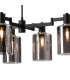 Worcester Swing Arm Telescopic Linear Pendant 6 Light E14 Satin Nickel/Satin Black/Smoke Uniform Dimple Cylinder Glass-7