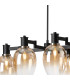 Worcester Swing Arm Telescopic Linear Pendant 6 Light E14 Satin Nickel/Satin Black/Amber Fade Wine Glass Glass-6
