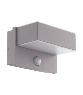 LED Outdoor Flush Wall Light with PIR Motion + Dawn / Dusk Sensor Silver IP44 - 1