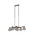 Worcester Swing Arm Telescopic Linear Pendant 6 Light E14 Satin Nickel/Satin Black/Smoke Plated Round Segment Glass-1