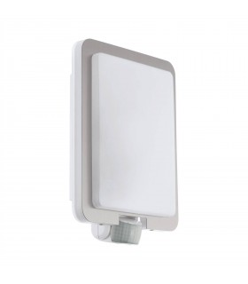 1 Light Outdoor Flush Wall Light with PIR Motion Sensor Stainless Steel, White IP44, E27 - 1