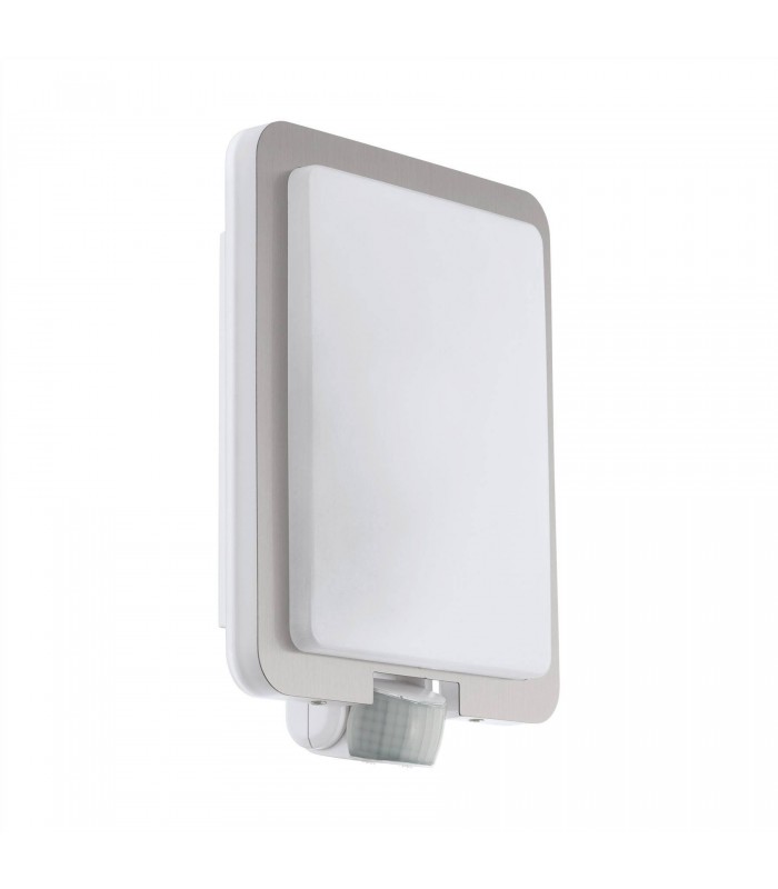 1 Light Outdoor Flush Wall Light with PIR Motion Sensor Stainless Steel, White IP44, E27 - 1