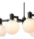 Worcester Swing Arm Telescopic Linear Pendant 6 Light E14 Satin Nickel/Satin Black/White Round Speckled Glass-6
