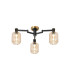 Worcester 60cm Swing Arm Flush Ceiling 3 Light E14 Brass/Satin Black/Amber Striped Cylinder Glass-1