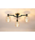 Worcester 60cm Swing Arm Flush Ceiling 3 Light E14 Brass/Satin Black/Amber Striped Cylinder Glass-3