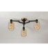 Worcester 60cm Swing Arm Flush Ceiling 3 Light E14 Brass/Satin Black/Amber Striped Cylinder Glass-9