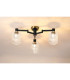 Worcester 60cm Swing Arm Flush Ceiling 3 Light E14 Brass/Satin Black/Clear Striped Cylinder Glass-3